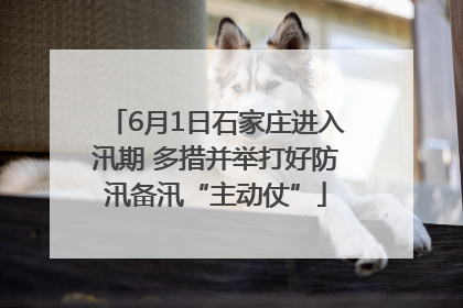 6月1日石家庄进入汛期 多措并举打好防汛备汛“主动仗”